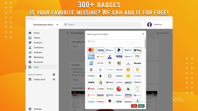 300+ badges. Mist uw favoriet? We kunnen het gratis toevoegen!