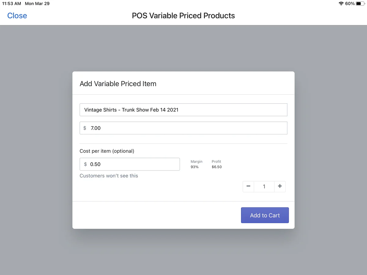 Selecteer variabel geprijsd basisproduct