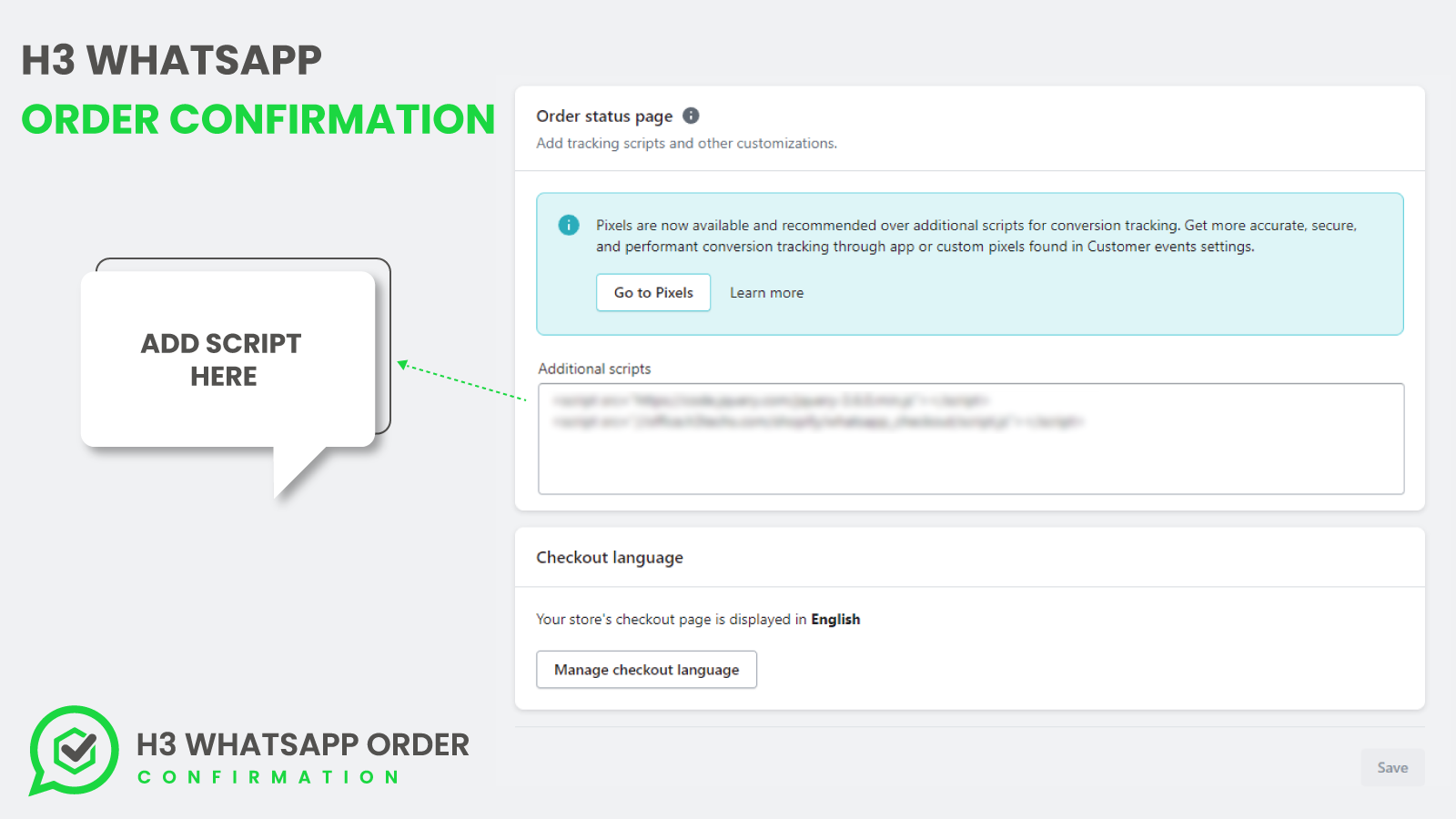 Intégration de confirmation de commande Whatsapp