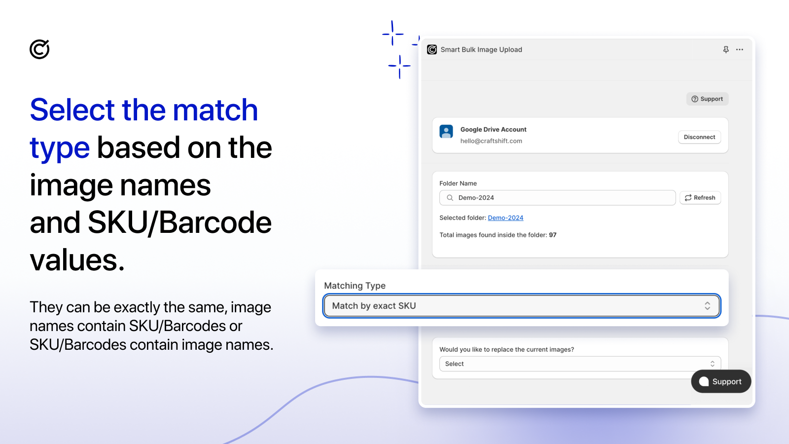 Step 4: Select the match type according to SKU or Barcode