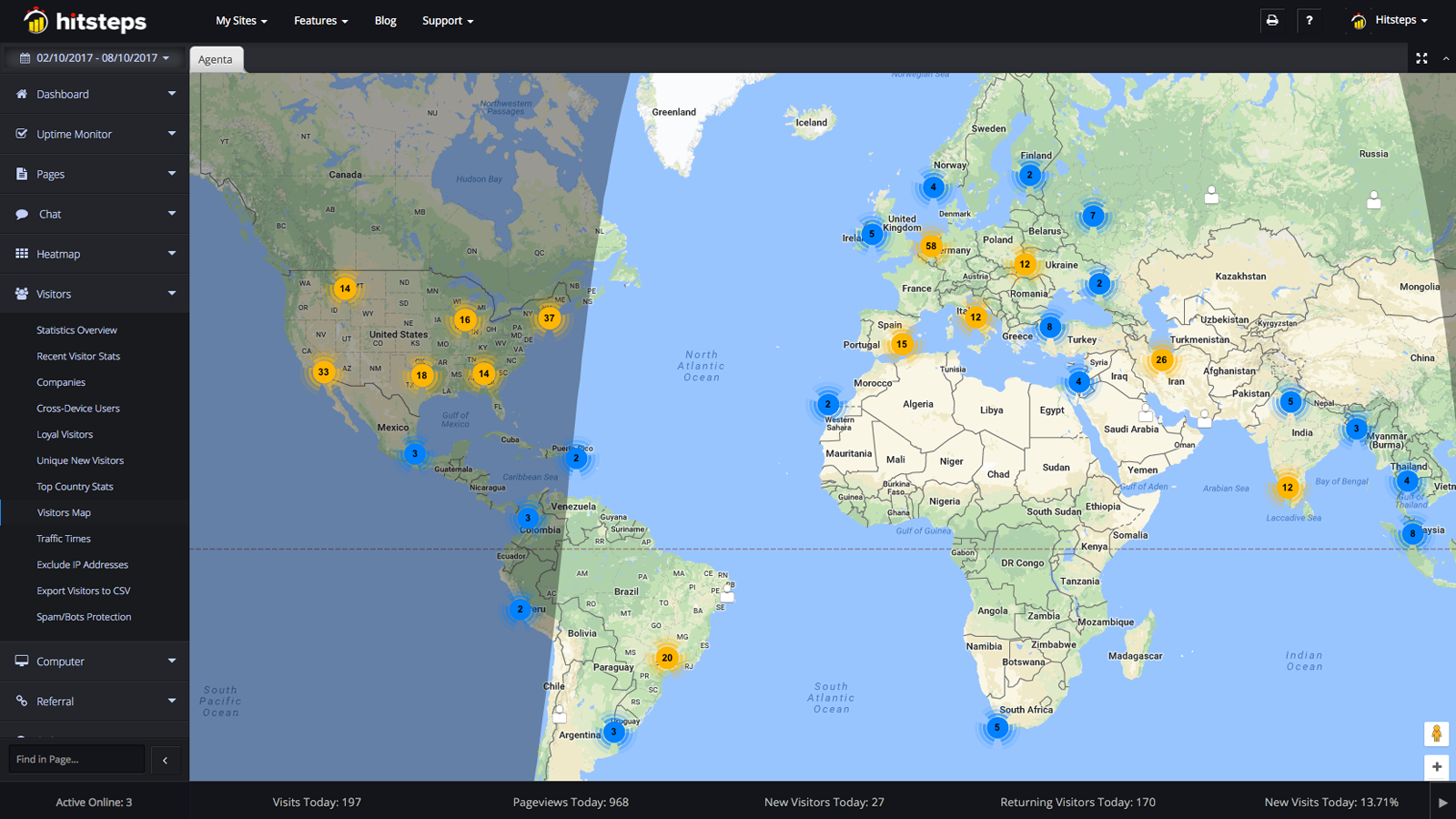 Estadísticas del Mapa Mundial de Análisis Web