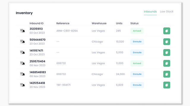 Get full visibility into inbound inventory shipments 