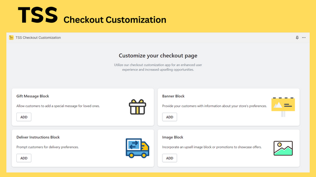 TSS Checkout Customization - Pantalla de inicio