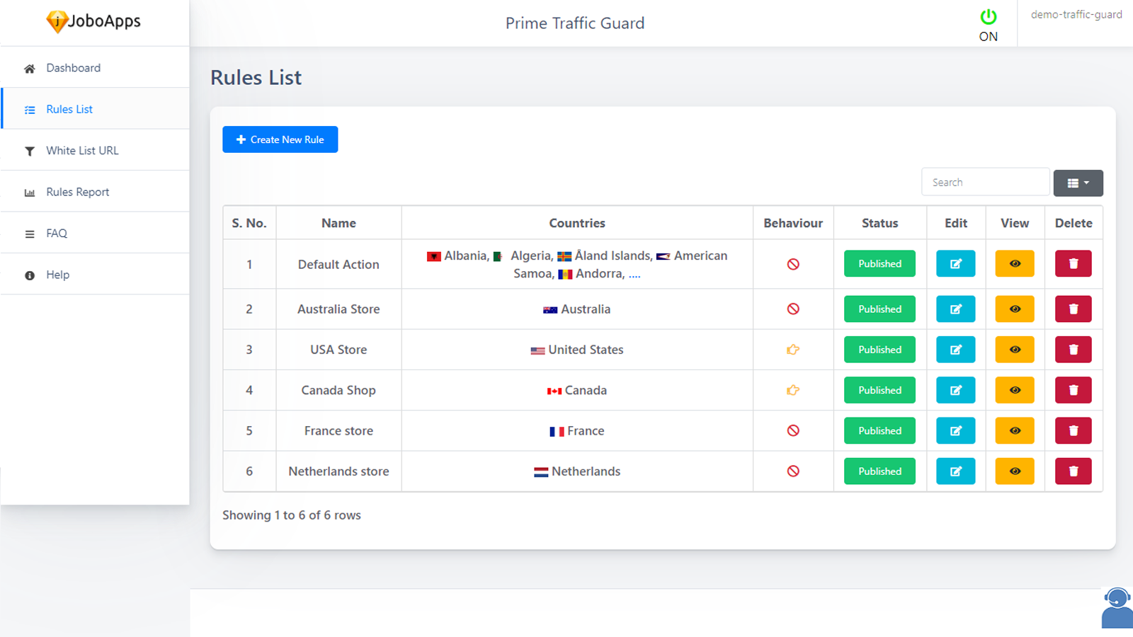 Blokr Country Redirect & Block lista de regras