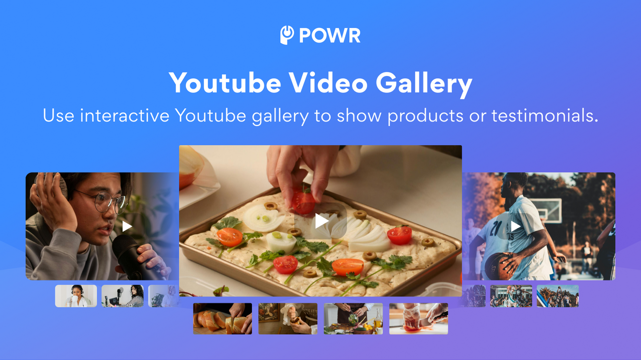 Crie galerias de vídeo interativas para exibir seus produtos.