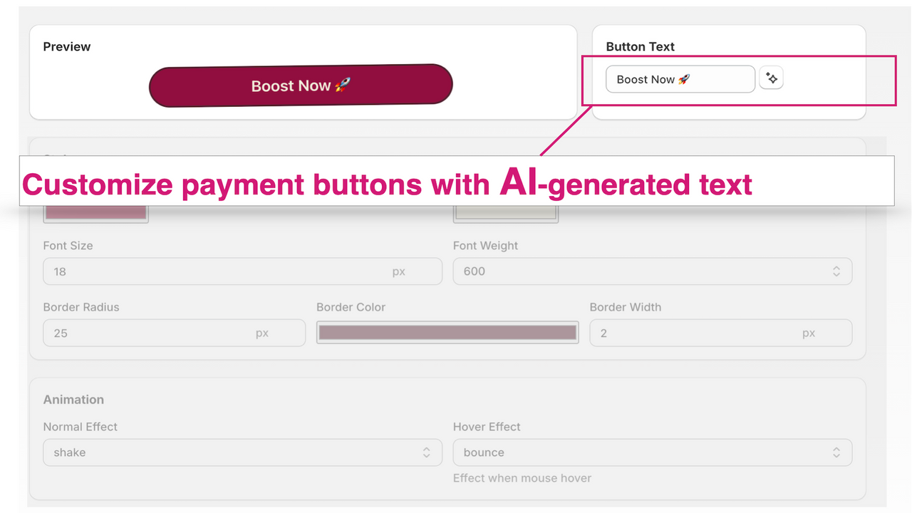 Personalize botões de pagamento com texto gerado por IA