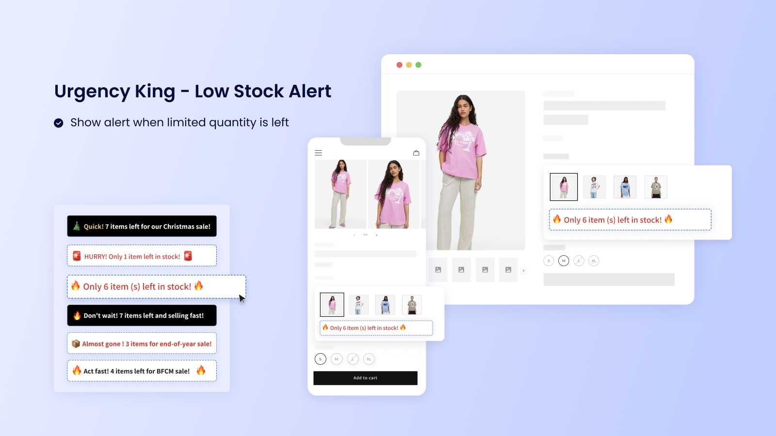 Urgency King - Low Stock Alert, boost sales and conversions