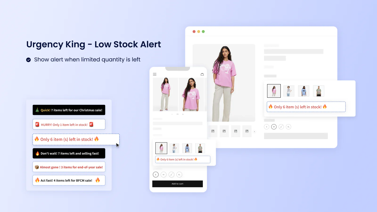 Urgency King - Alerta de bajo stock, impulse las ventas y las conversiones