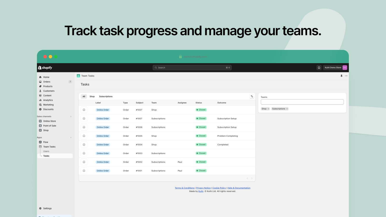 Sigue el progreso de las tareas y gestiona tus equipos
