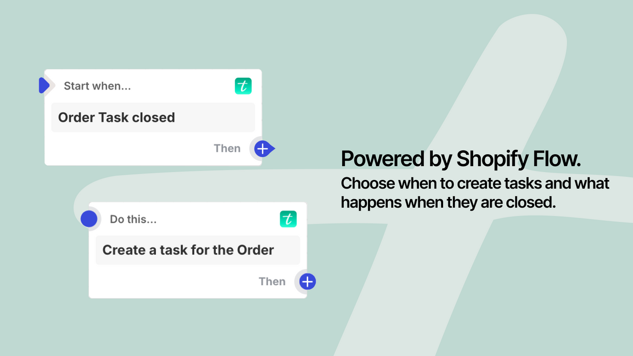 Cree tareas con nuestros disparadores y acciones de Shopify Flow