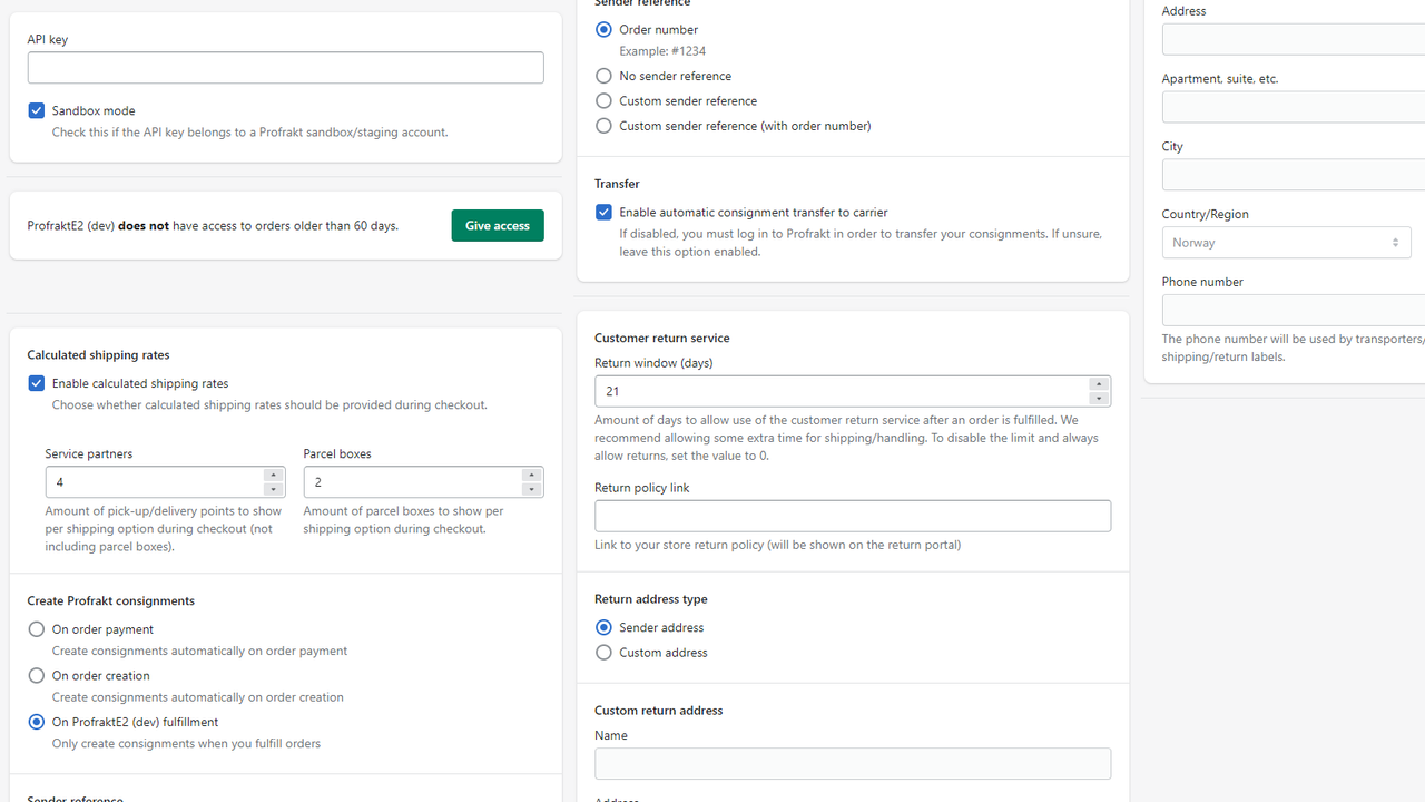 Configuraciones de la aplicación