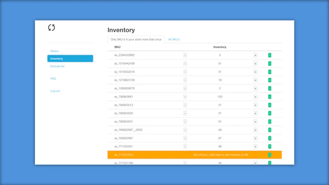 painel de controle de inventário