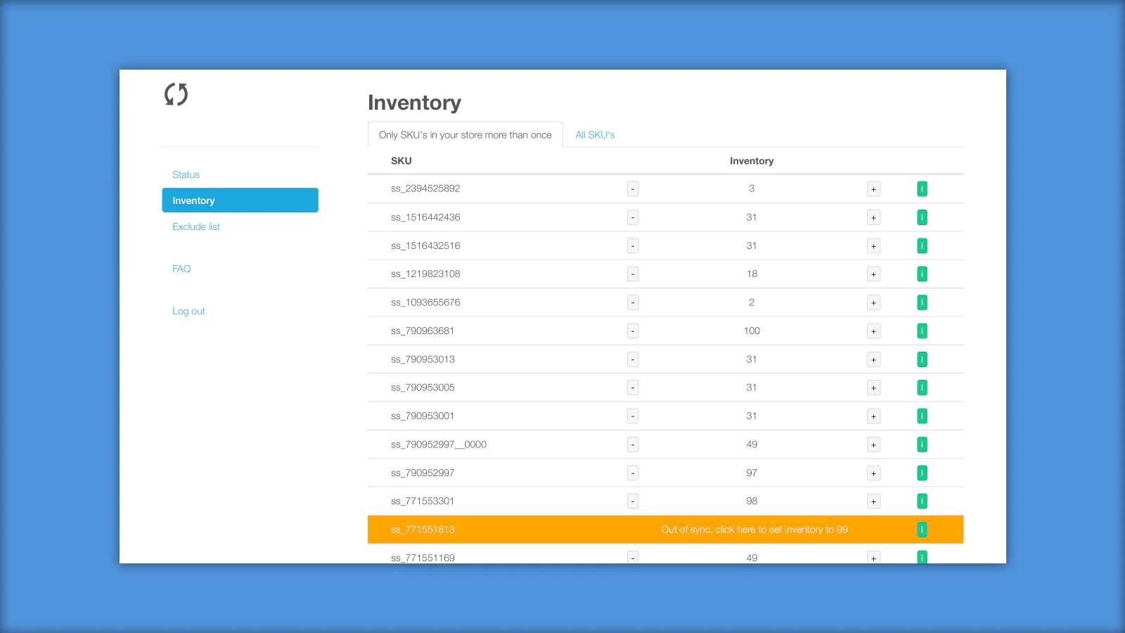 inventory dashboard