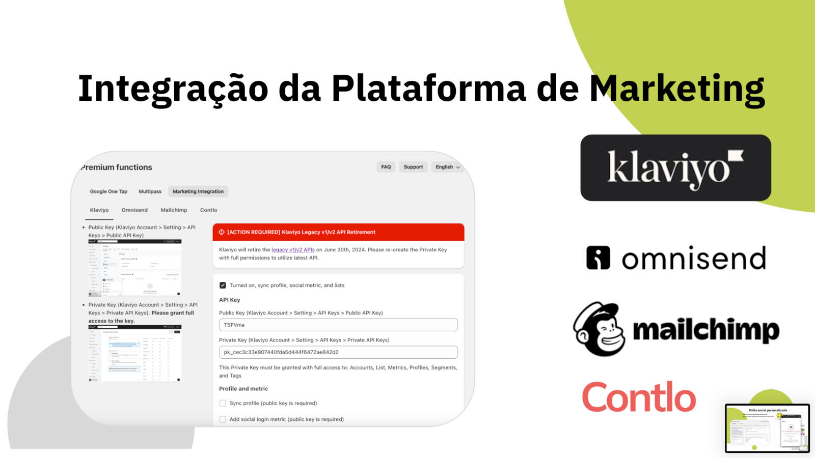 Integração da plataforma de e-mail de marketing