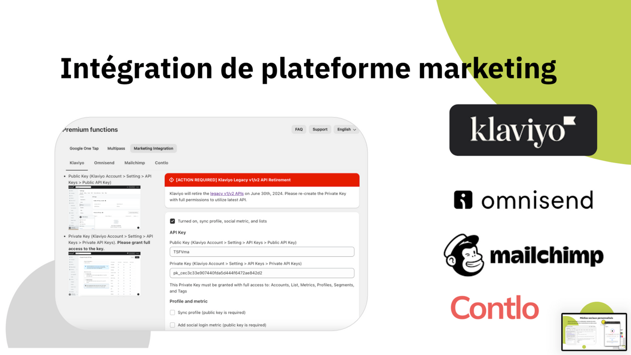 Intégration de la plateforme de messagerie marketing