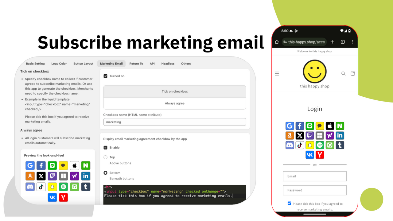 Subscribe marketing email