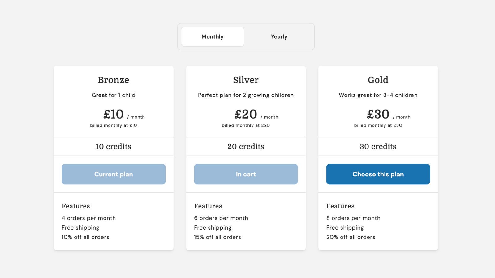 Rental memberships plans