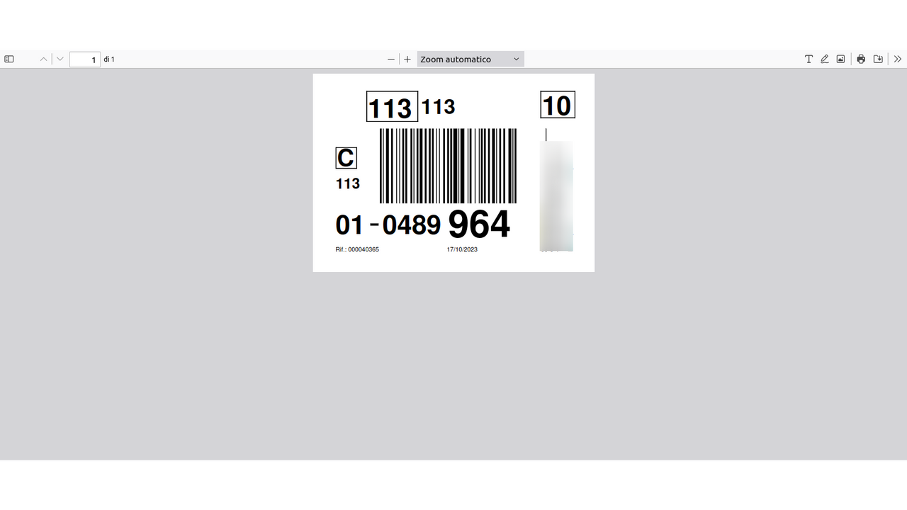 Etichetta in pdf