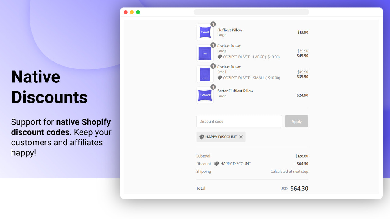 Shopify Wave Cross-Sell und Upsell App unterstützt native Rabatte