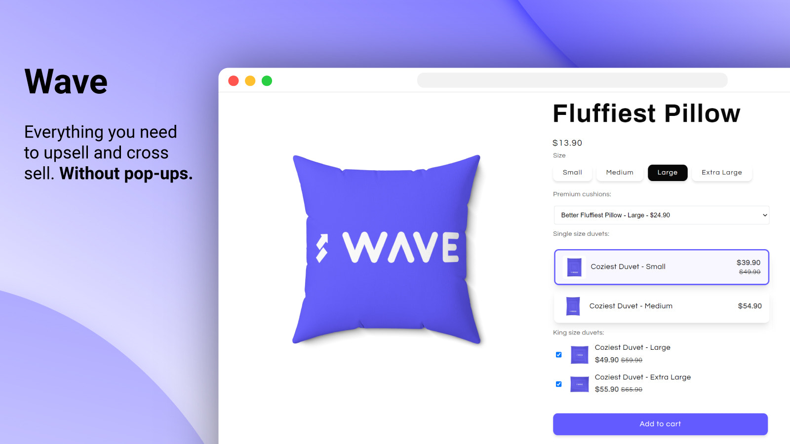 Aplicación de cross sell y upsell de Shopify wave