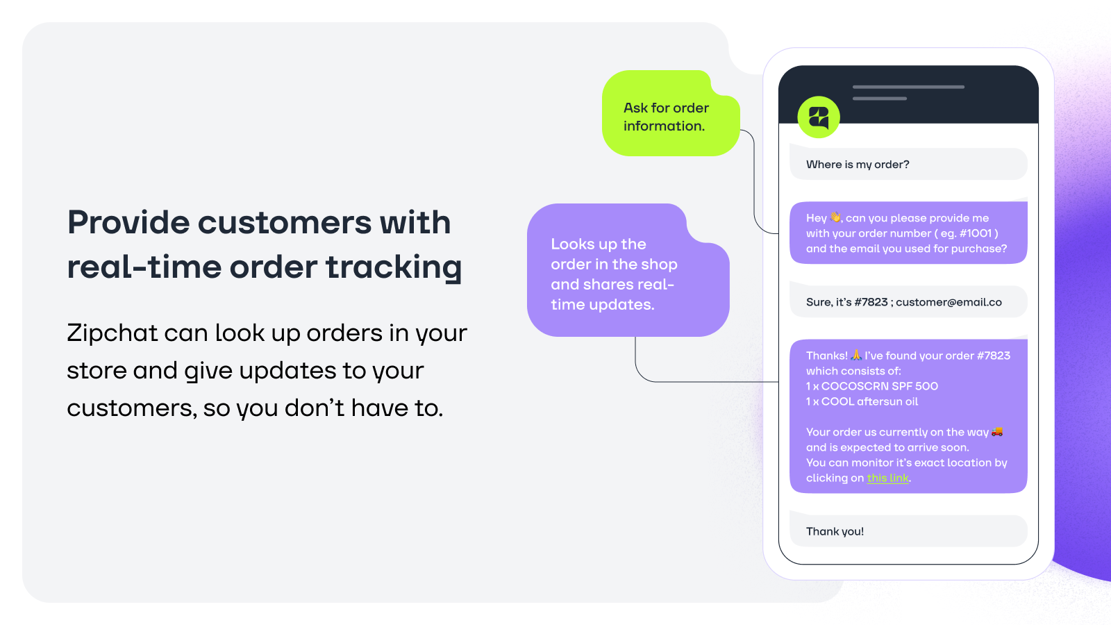 Provide customers with real-time order tracking