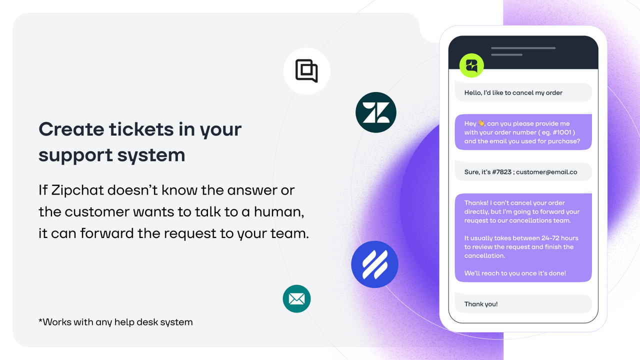 Create tickets in your support system