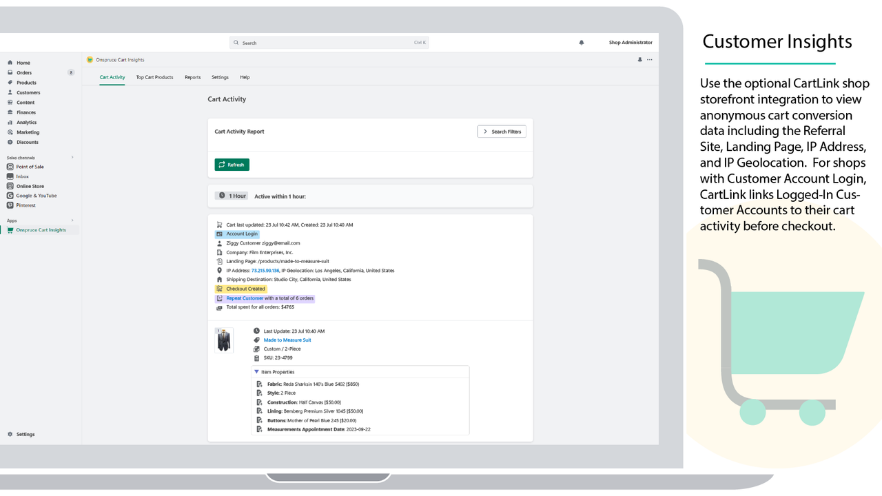 Veja os detalhes de referência do seu cliente e visualize rapidamente o pedido