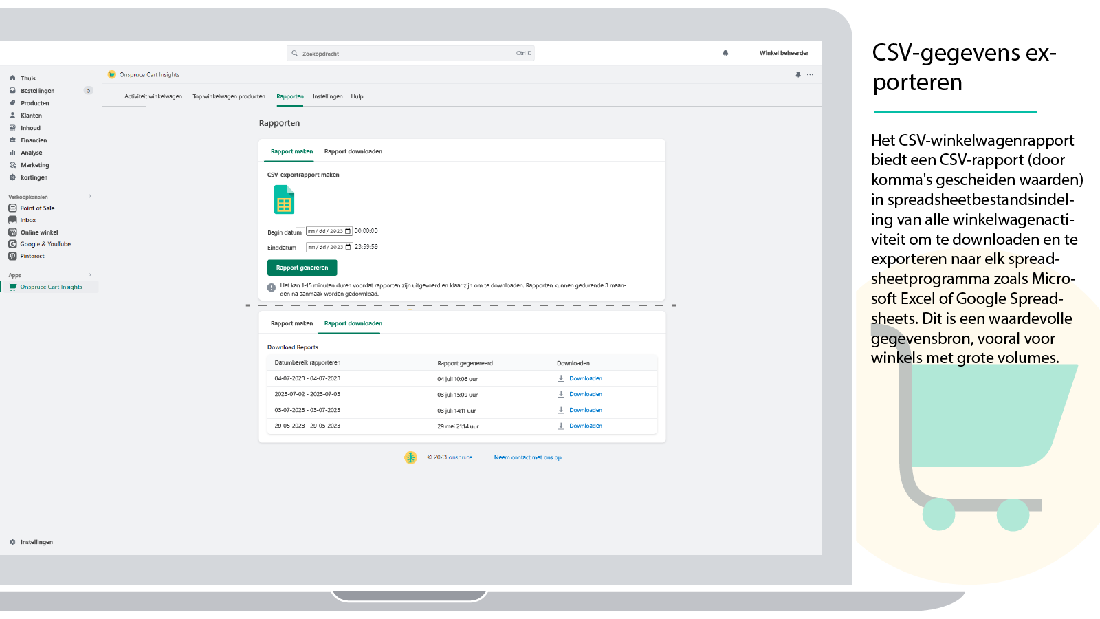 CSV Cart Report biedt gegevens in CSV-indeling voor export