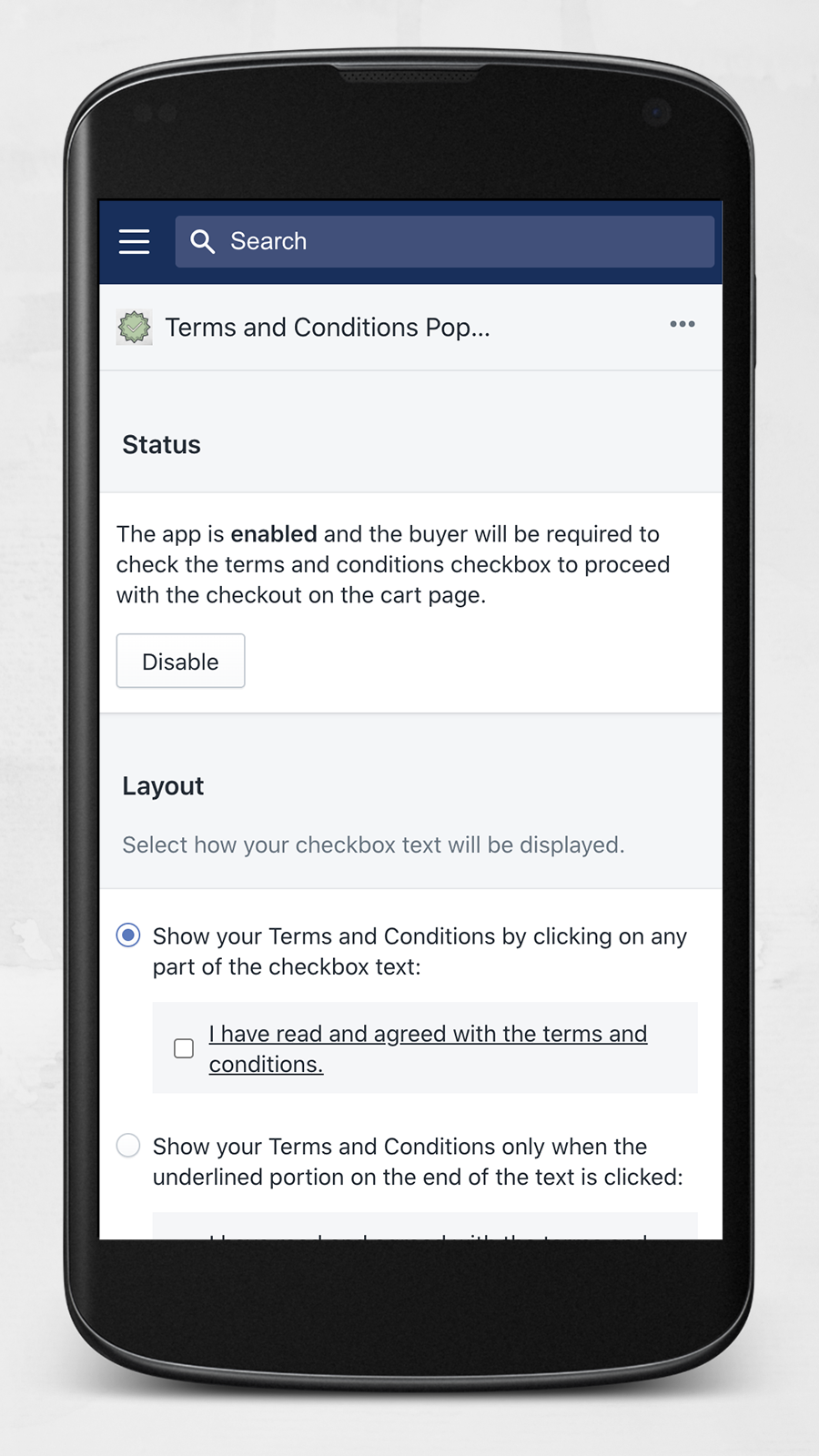 TRDN: Terms & Conditions Popup Screenshot