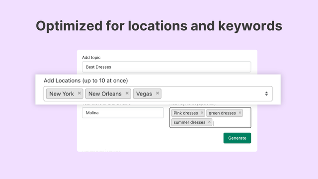 Optimized for locations and keywords