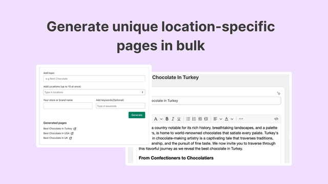 generate unique location specific pages in bulk