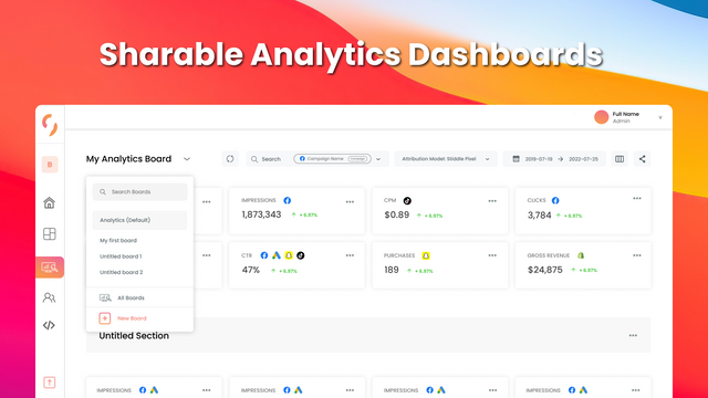 Analytique du Tableau de Bord - Stiddle