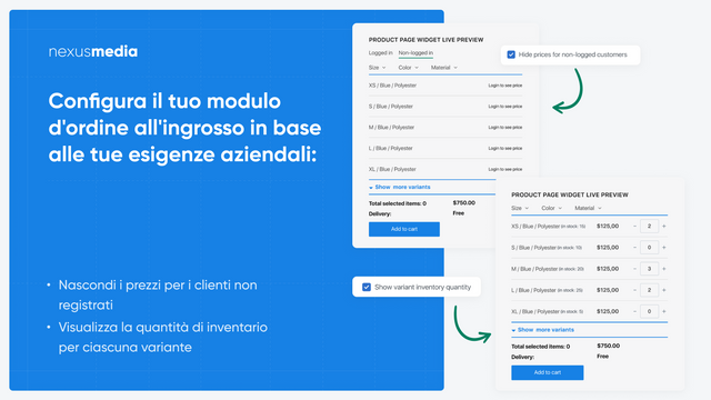 Configura il tuo modulo d'ordine all'ingrosso