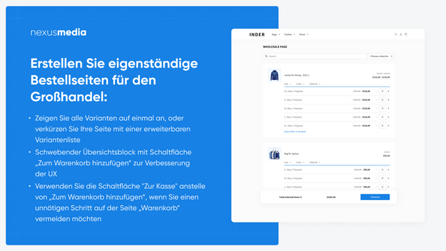 Erstellen Sie eigenständige Bestellseiten für den Großhandel