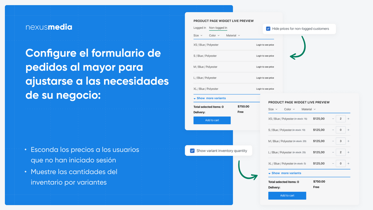 Configure el formulario de pedidos