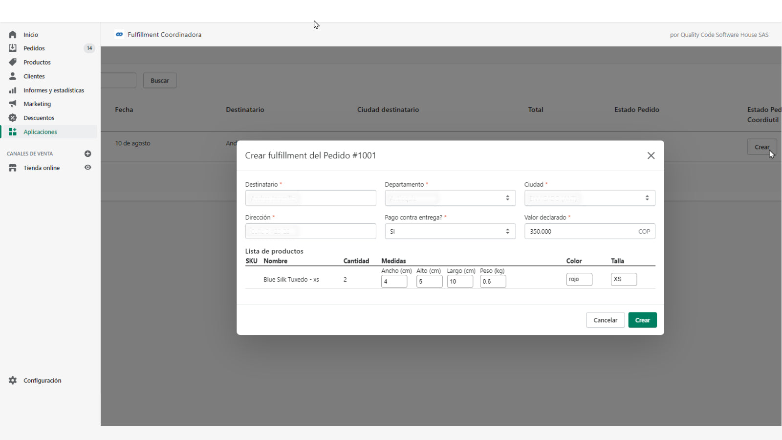 Fulfillment Coordinadora Screenshot