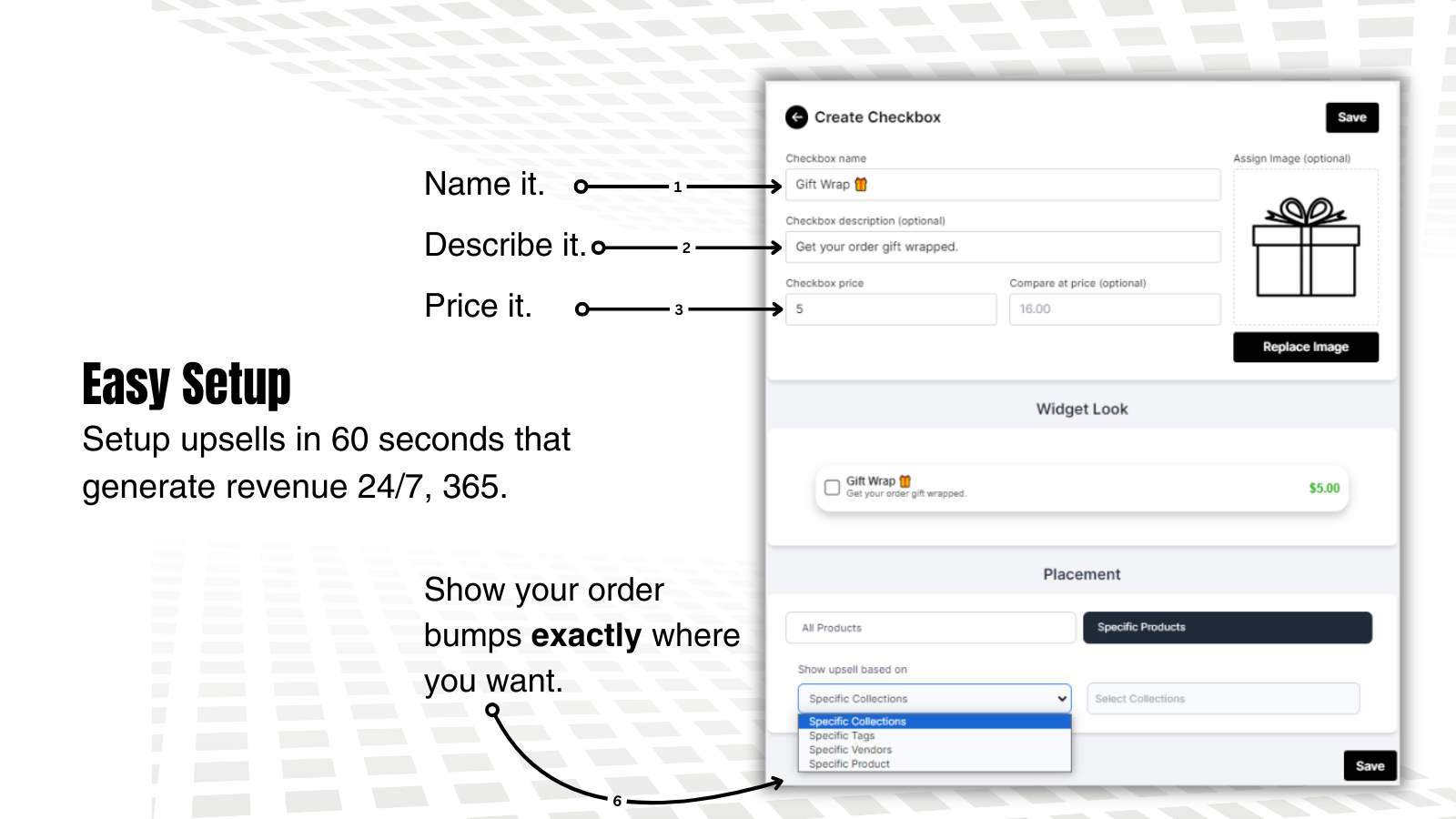 Configuration rapide pour l'add-on de case à cocher d'emballage cadeau Shopify en moins de 60 sec