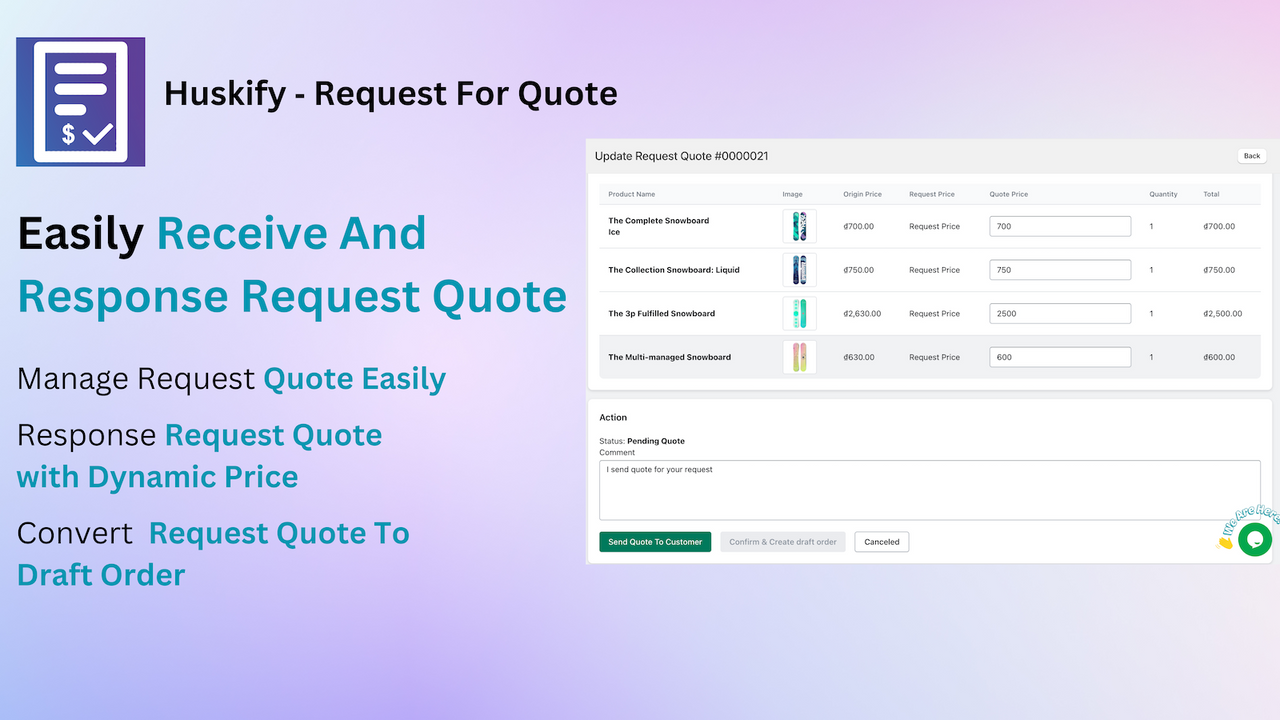 Manage Customer Request quote