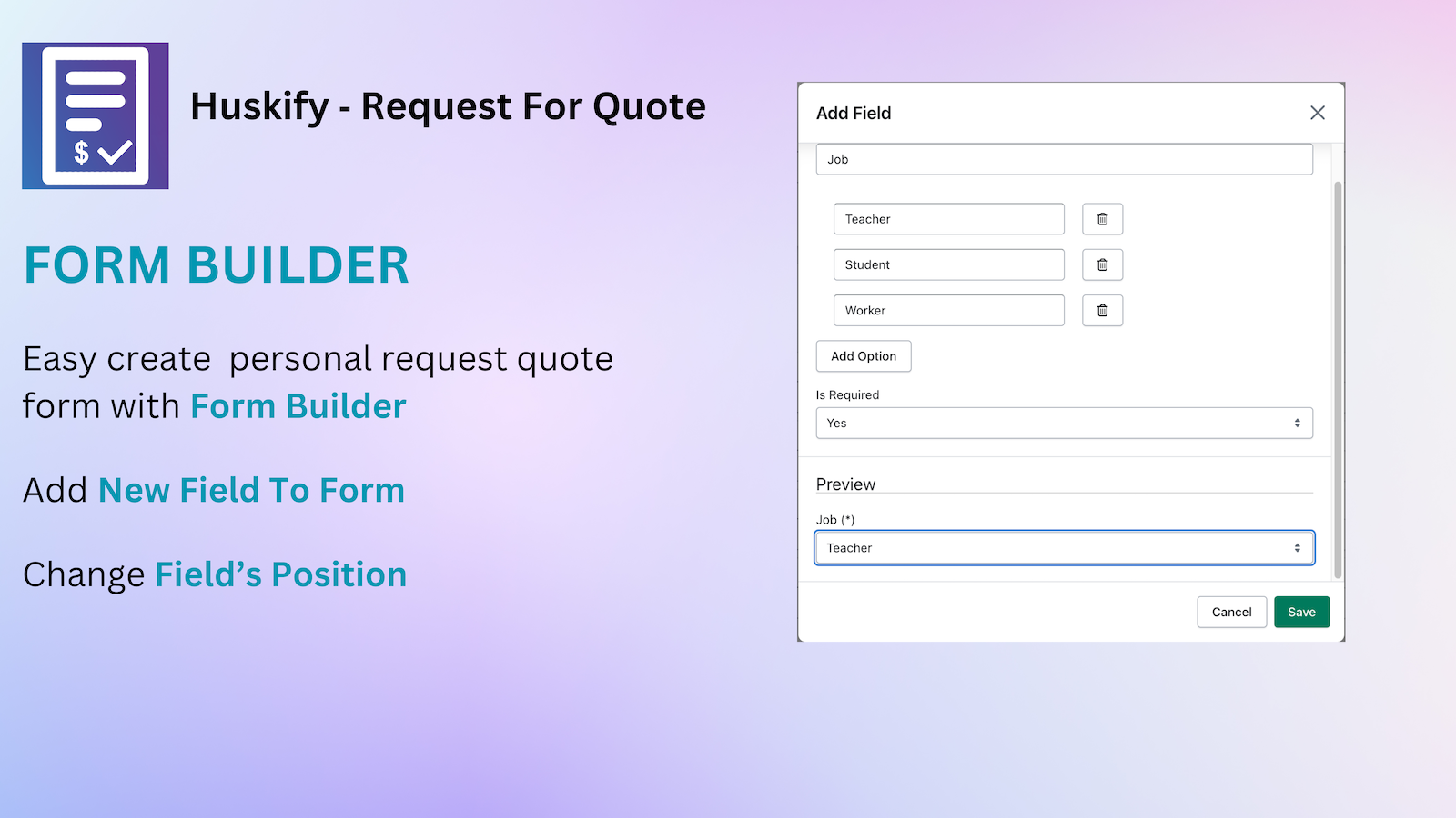 Form Builder help Merchant can add/edit extra fields