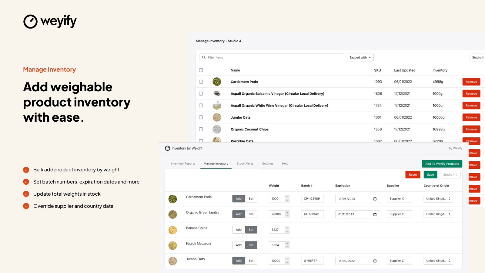 Weyify Inventory by Weight - Beheer Voorraad