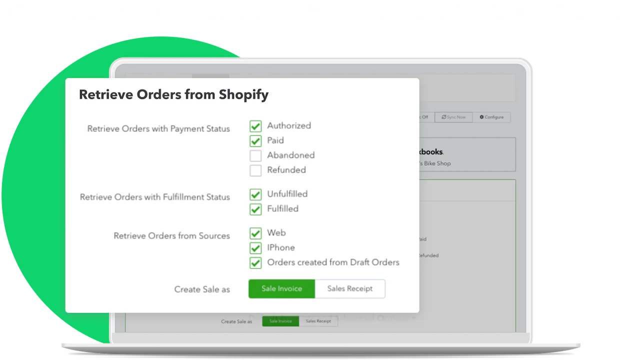 Orders from your store become invoices or receipts on QuickBooks