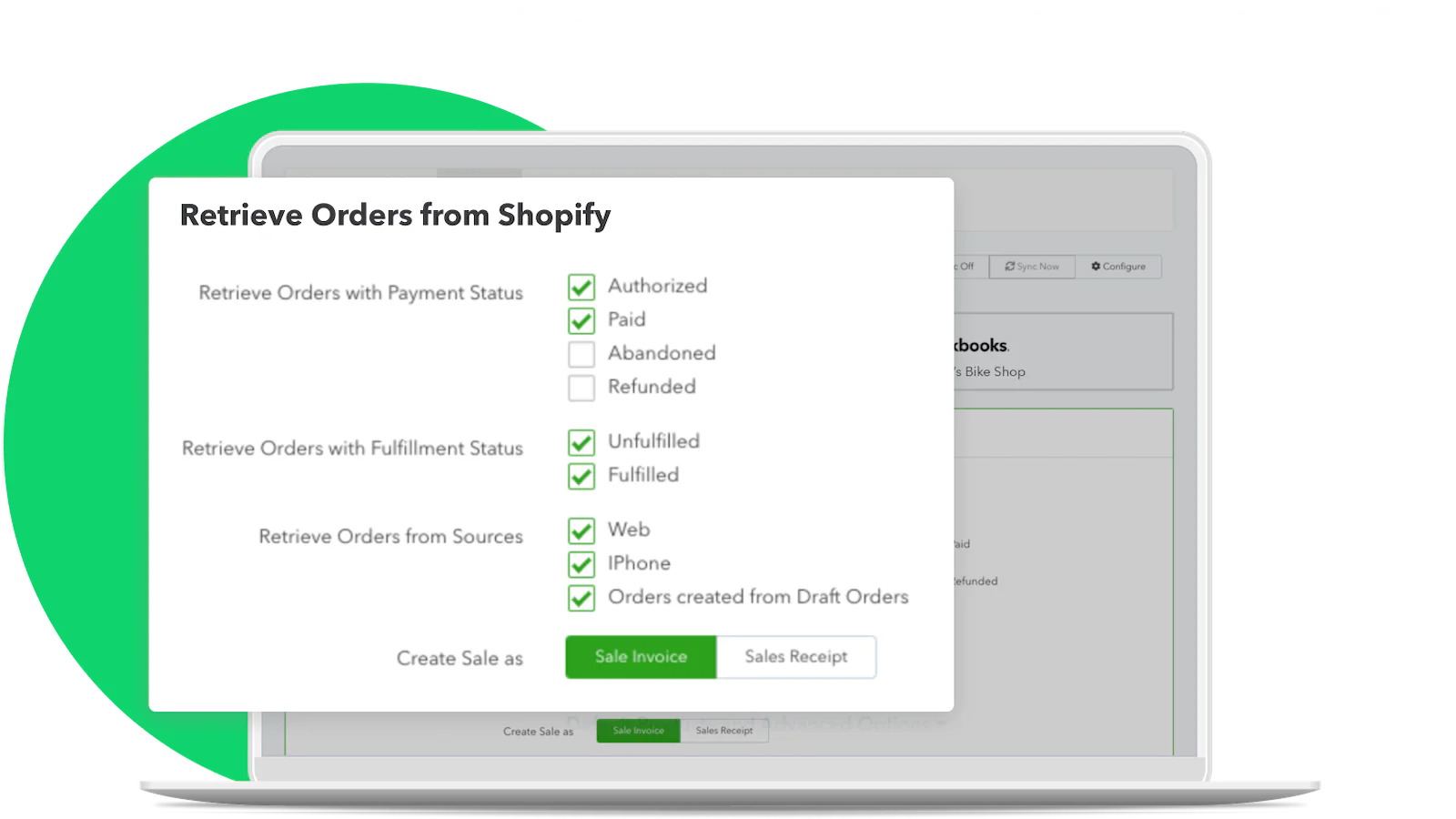 Orders from your store become invoices or receipts on QuickBooks