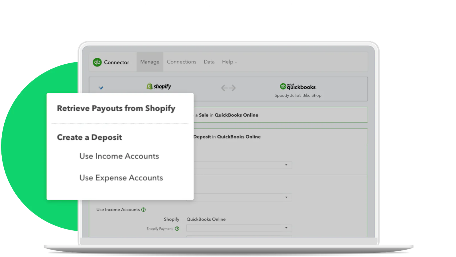 Envie automaticamente pagamentos para o QuickBooks Online como depósitos.