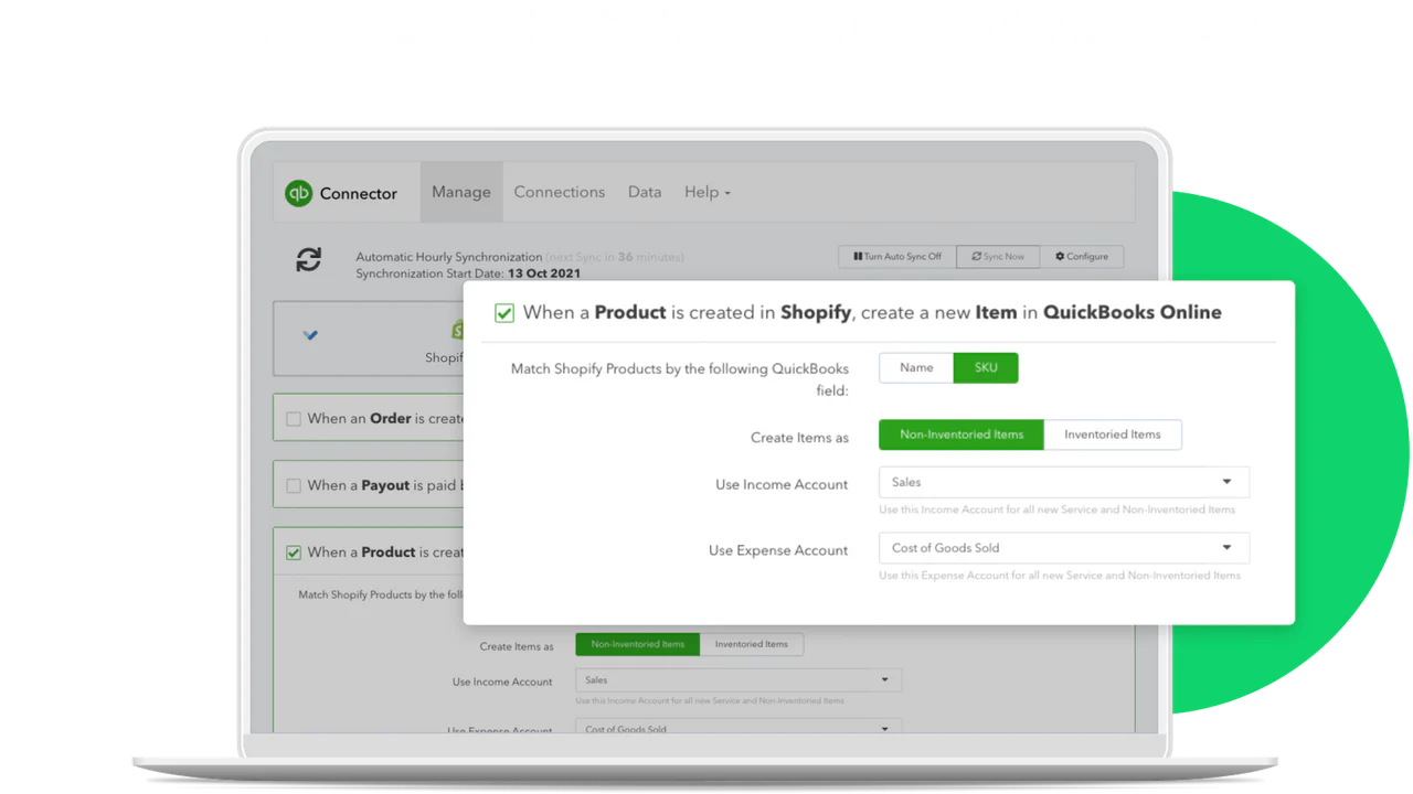 Få nye varer oprettet i QuickBooks Online for nye produkter.