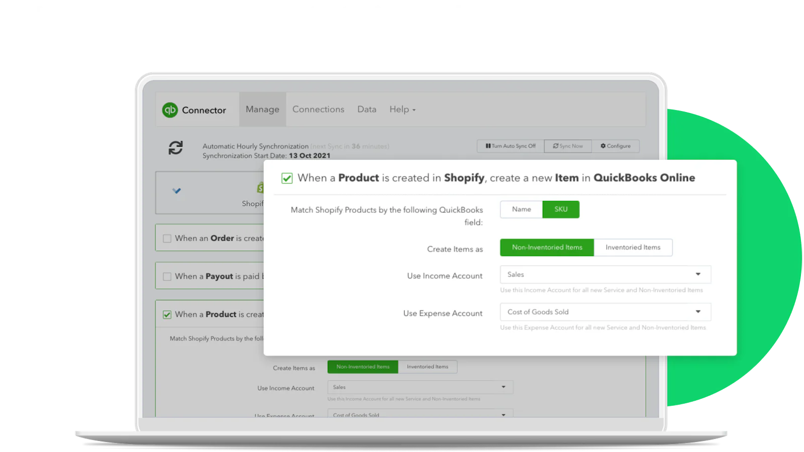 Tenha novos itens criados no QuickBooks Online para novos produtos.