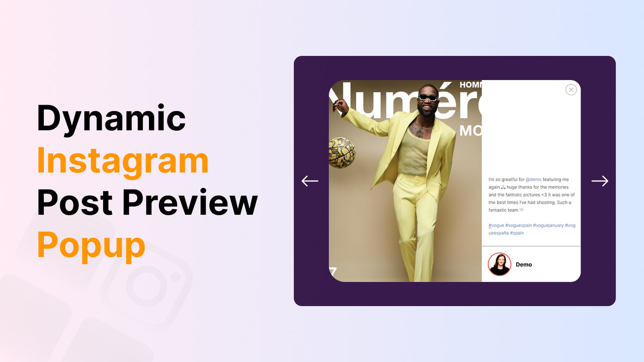 Dynamic Instagram post preview popup