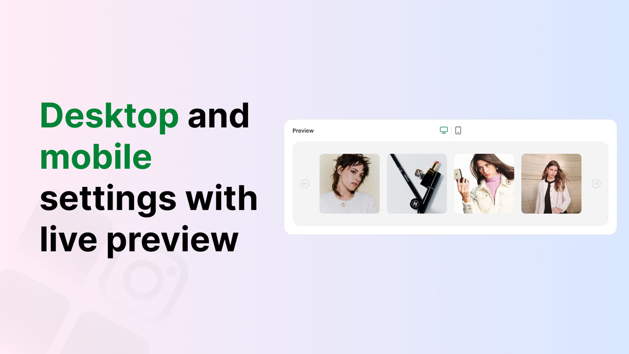 Desktop and mobile settings with live preview