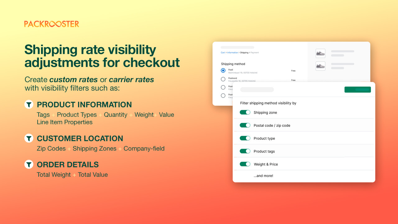 Configuración de envío avanzada para métodos de envío y puntos de recogida