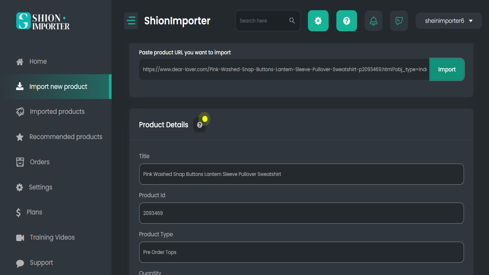 ShionImporter Shein Dropship Screenshot