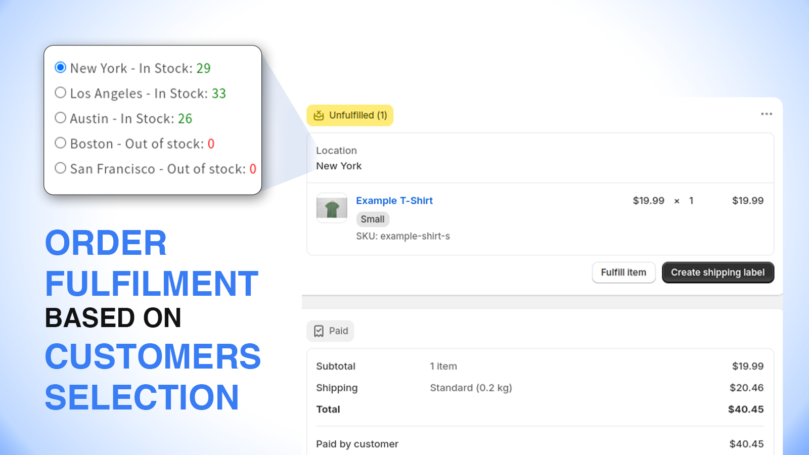 Order Fulfilment Based on Customers Selection